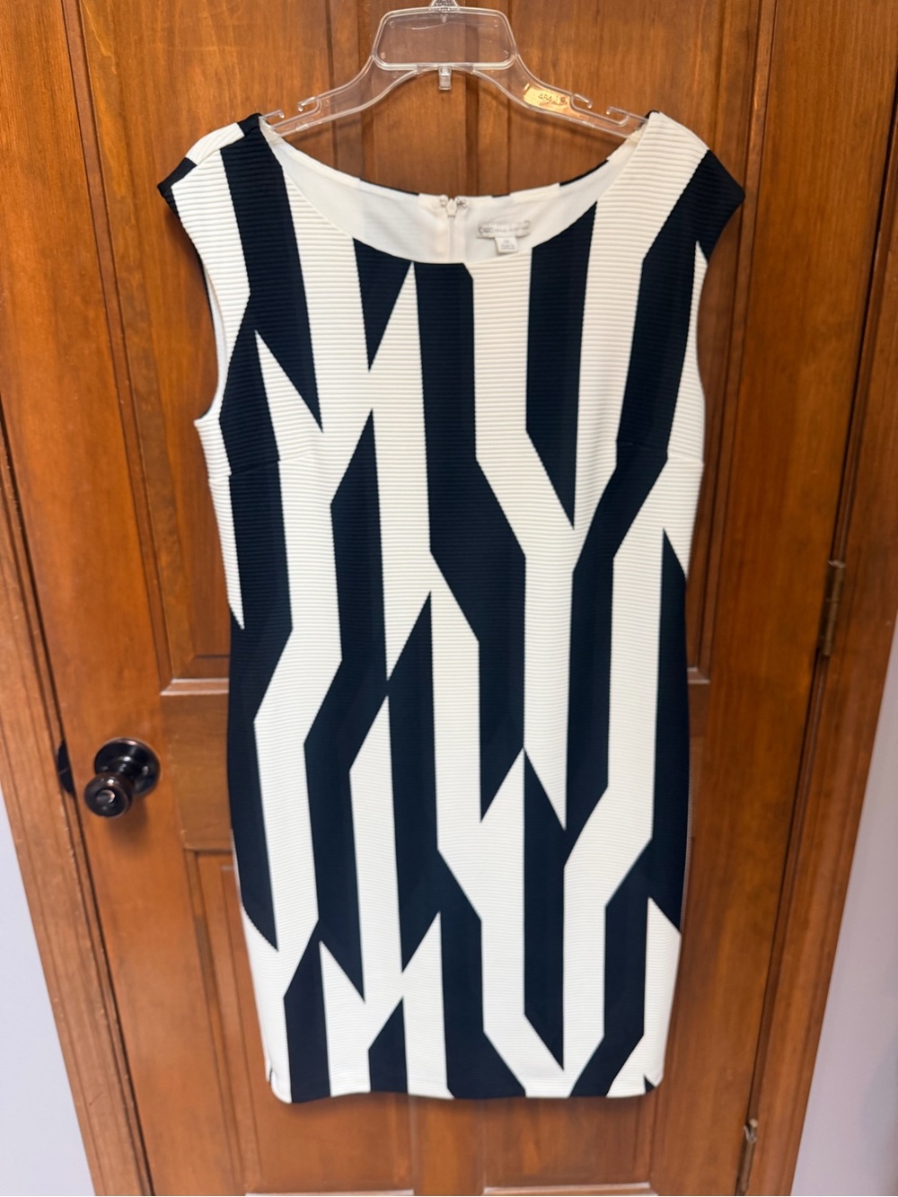 Cato Black and White Geometric Midi Dress